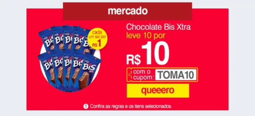 [Ame R$8,50] 10 Chocolate BIS Xtra 45g