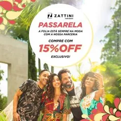 15% OFF em todo o Site ZATTINI