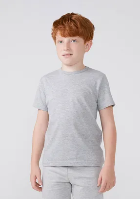 Camiseta Básica Infantil Menino Manga Curta Slim - Cinza