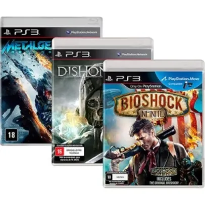 [Americanas] Kit com 3 jogos: Bioshock Infinite + Dishonored + Metal Gear Rising para PS3 - R$57