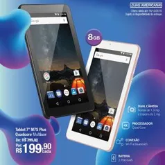 [Americanas - Loja Física] Tablet M7S Plus Quadcore 8GB Multilaser por R$ 199,90