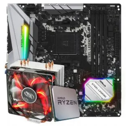 Saindo por R$ 2261: Kit Upgrade Placa Mãe ASRock B450M Steel Legend + Processador AMD Ryzen 7 3800x 3.9GHz + Cooler DeepCool Gammaxx 400 | Pelando