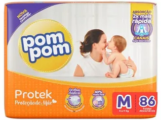 [Cliente Ouro] Fralda Pom Pom Protek Proteção de Mãe Hiper - M 86 Unidades R$39