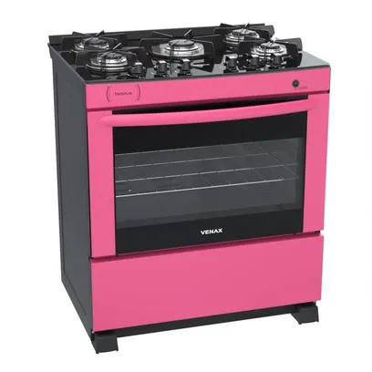 Foto do produto Fogao 5 Bocas Venax Delplus Vitreo Bl Pink Gas Glp