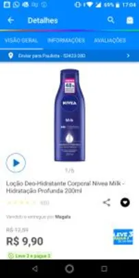 Loção Deo-Hidratante corporal Nívea milk 200ml | R$7