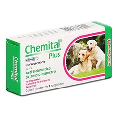 Medicamento Chemital para Cães Plus 4 Comprimidos