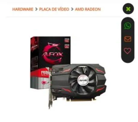 Placa de vídeo Rx 550 4GB | R$ 599