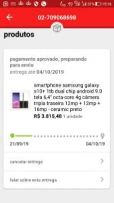 (CC AMERICANAS) Smartphone Samsung Galaxy S10+ 1TB - Ceramic Preto