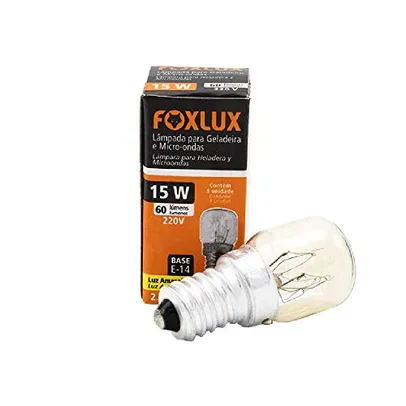 Lâmpada para Geladeira e Micro-ondas Foxlux – Luz Amarela (2700K) – 15W – 220V – Base E-14 – Embalagem de autosserviço