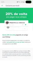 [Usuários selecionados] 20% de volta pagando um amigo com PicPay