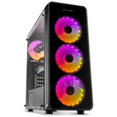 (AS 20:30HRS) Gabinete Gamer NOX Hummer TGM, RGB Rainbow, 4 Coolers, Lateral e Frontal em Vidro - NXHUMMERTGM