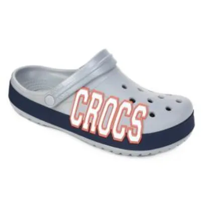 Sandália Crocs Crocband Logo Clog - Cinza e Azul R$ 70