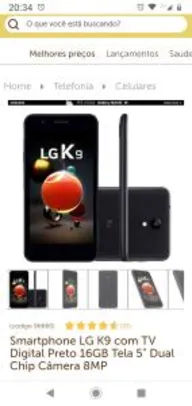 Smartphone LG K9 com TV | R$375
