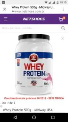 Whey Protein 500g - Midway USA (VENCIMENTO PRÓX) por R$ 19