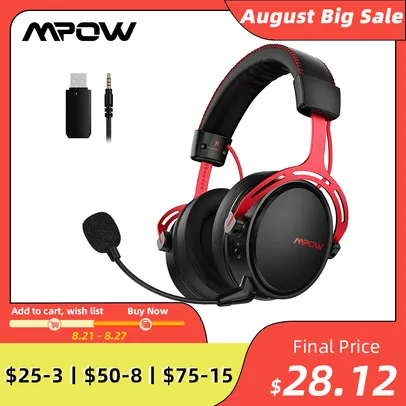 Headset Mpow Air 2.4g Fone De Ouvido Sem Fio