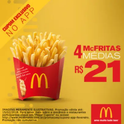 4 McFritas Médias no McDonald's - R$21
