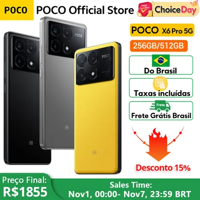 [BR] Poco x6 pro 5g em estoque entrega em 10 dias versão global smartphone dimensão 8300-ultra 6.67 