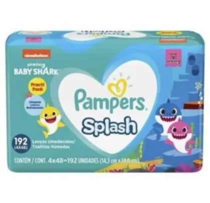 192 Lenços Umedecidos Pampers Splash Baby Shark | R$ 10