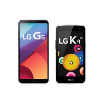 Smartphone LG G6 Astro Black + Smartphone LG K4 por R$ 3498