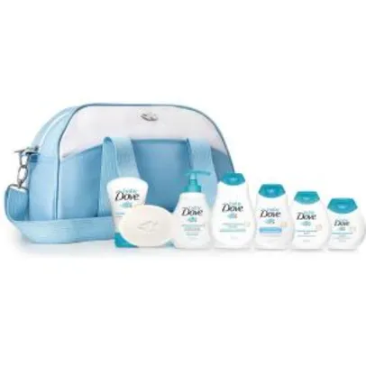 kit Dove Baby Bolsa Maternidade Azul + Trocador + 7 Produtos - R$80