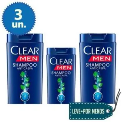 2 Shampoos Clear 400ml + 1 Shampoo Clear 200ml - R$ 45