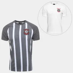 Kit Camisa Corinthians Retrô + Camisa Corinthians Réplica 1979 - Cinza e Branco por R$ 100