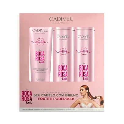 Cadiveu Essentials Boca Rosa Hair Kit Home Care de Limpeza E Cuidados (shampoo 250ml + Condicionador