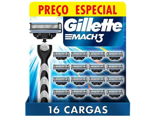 [C. Ouro] Carga para Aparelho de Barbear Gillette Mach 3 - 16 Unidades