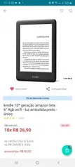 KINDLE 10ª GERAÇÃO AMAZON TELA 6” 4GB WI-FI - LUZ EMBUTIDA PRETO