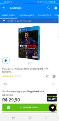 [APP Magalu] Pes 2019 - PS4 - R$29,90