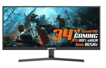 Monitor Gamer SuperFrame Vision Ultra, 34 Pol, UltraWide, 2.5K, Quad HD, IPS, 99% sRGB, HDR, FreeSync, 1ms, 165Hz, HDMI/DP, SFV3415