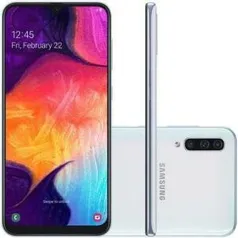 (CARTÃO SHOPTIME) Smartphone Samsung Galaxy A50 64GB Dual Chip Android 9.0 Tela 6,4" Octa-Core 4G Câmera Tripla 25MP + 5MP + 8MP - Branco