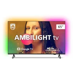 (10x s/ juros)Smart TV Philips Ambilight 65 4K 65PUG7908/79, Google TV, Comando de Voz, Dolby Vision