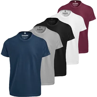 Kit 5 Camisetas Masculinas Slim Fit Básicas Algodão Premium