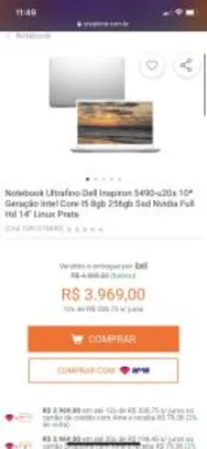 Notebook Ultrafino Dell Inspiron 5490-u20s Core I5 8GB 256GB SSD (Gerforce MX230) FHD 14" Linux | R$3.669