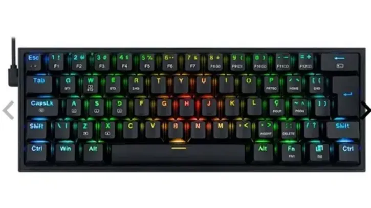 TECLADO MECANICO GAMER REDRAGON FIZZ PRO, RGB, WIRELESS, SWITCH BLUE, PRETO, K616-RGB-B-PT-BLUE