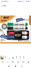 Kit 4 Marcadores de Quadro Branco + 1 Apagador, BIC, Marking | R$21