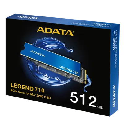 SSD Adata Legend 710, 512GB, M.2 2280 NVMe Leitura 2.400MBs, Gravação 1.600MBs, ALEG-710-512GCS