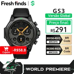 [ APP | Taxa Inclusa | MOEDAS R$ 290 ] Smartwatch  Blackshark GS3 GPS, Display AMOLED 1.43, 5ATM