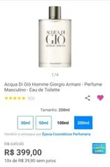 Perfume Acqua Di Giò Homme Eau de Toilette 200ml | R$ 399