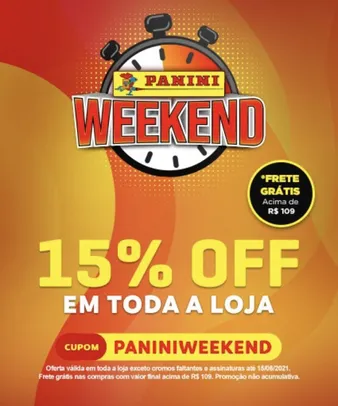 15% em toda loja da Panini