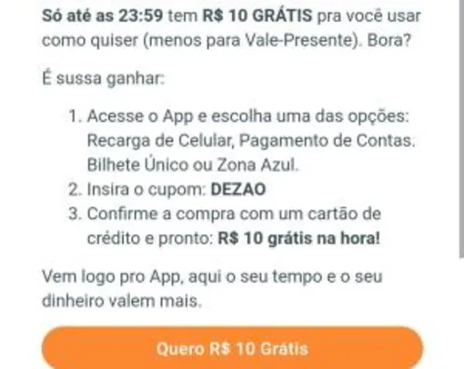 [Usuários Selecionados] R$10 OFF no Recargapay