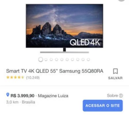 Smart TV 4K QLED 55” Samsung Q80R | R$3.999