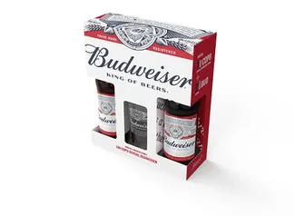 KIT BUDWEISER 330ML 2 UN + 1 COPO BUD VIDRO 350ML