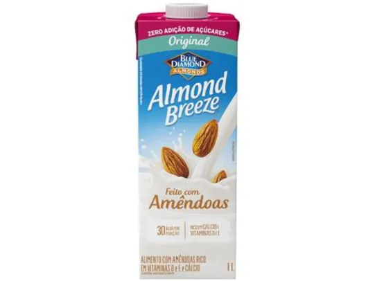 [APP+OURO] Bebida Vegetal de Amêndoas Almond Breeze - Original Zero Açúcar 1L | R$7