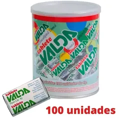 Chiclete Tablete Goma de Mascar Valda - Pote com 100 unidades 