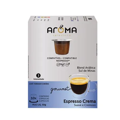 Cápsulas de Café Aroma Espresso Crema Aroma Selezione,Compatível com Nespresso, Contém 10 Cápsulas