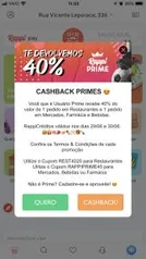 40% OFF no Rappi Prime