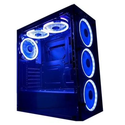 Gabinete Rise Mode Glass 06, Frente e Lateral em Vidro, Preto | R$210