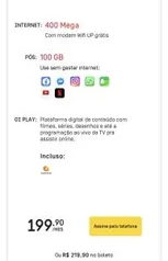 Oi Fibra 400mb + 100gb no Pós e apps fora da franquia